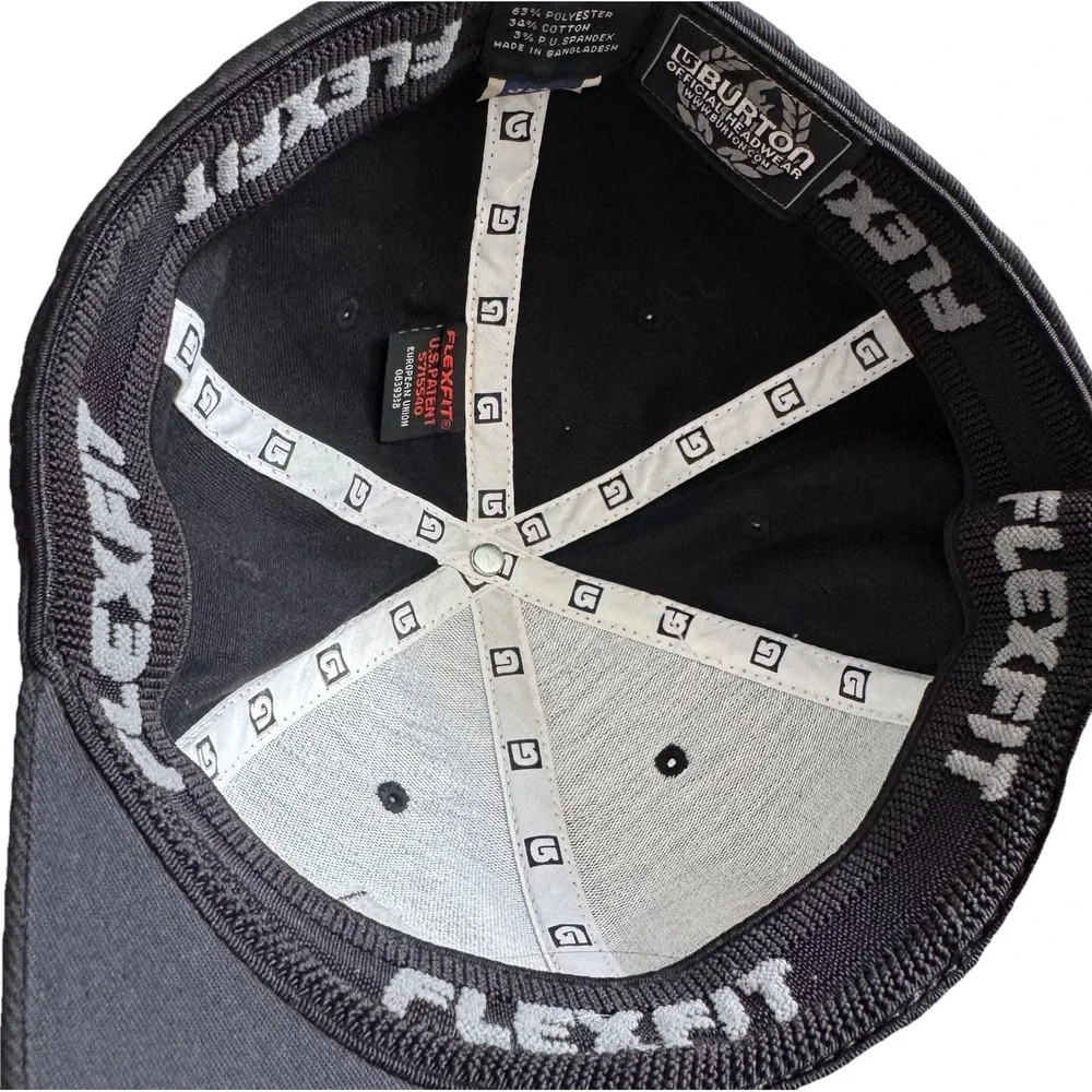 Burton Snowboard Slidestyle Flexfit Baseball Hat One Size True Black White Logo - Picture 3 of 6